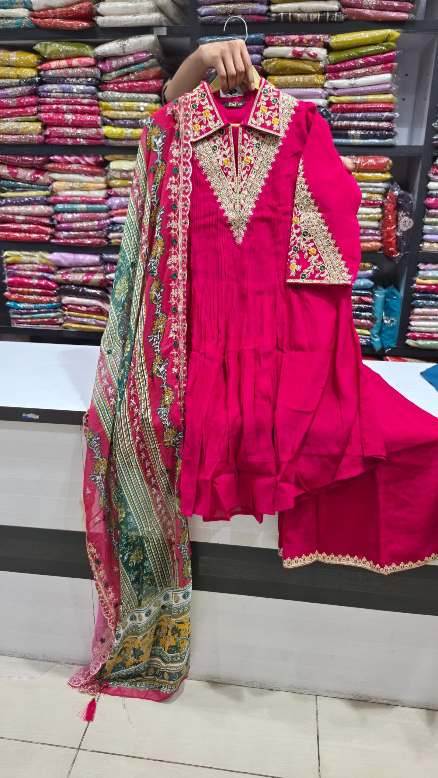3-Piece Fuchsia Cotton-Silk Formal Suit