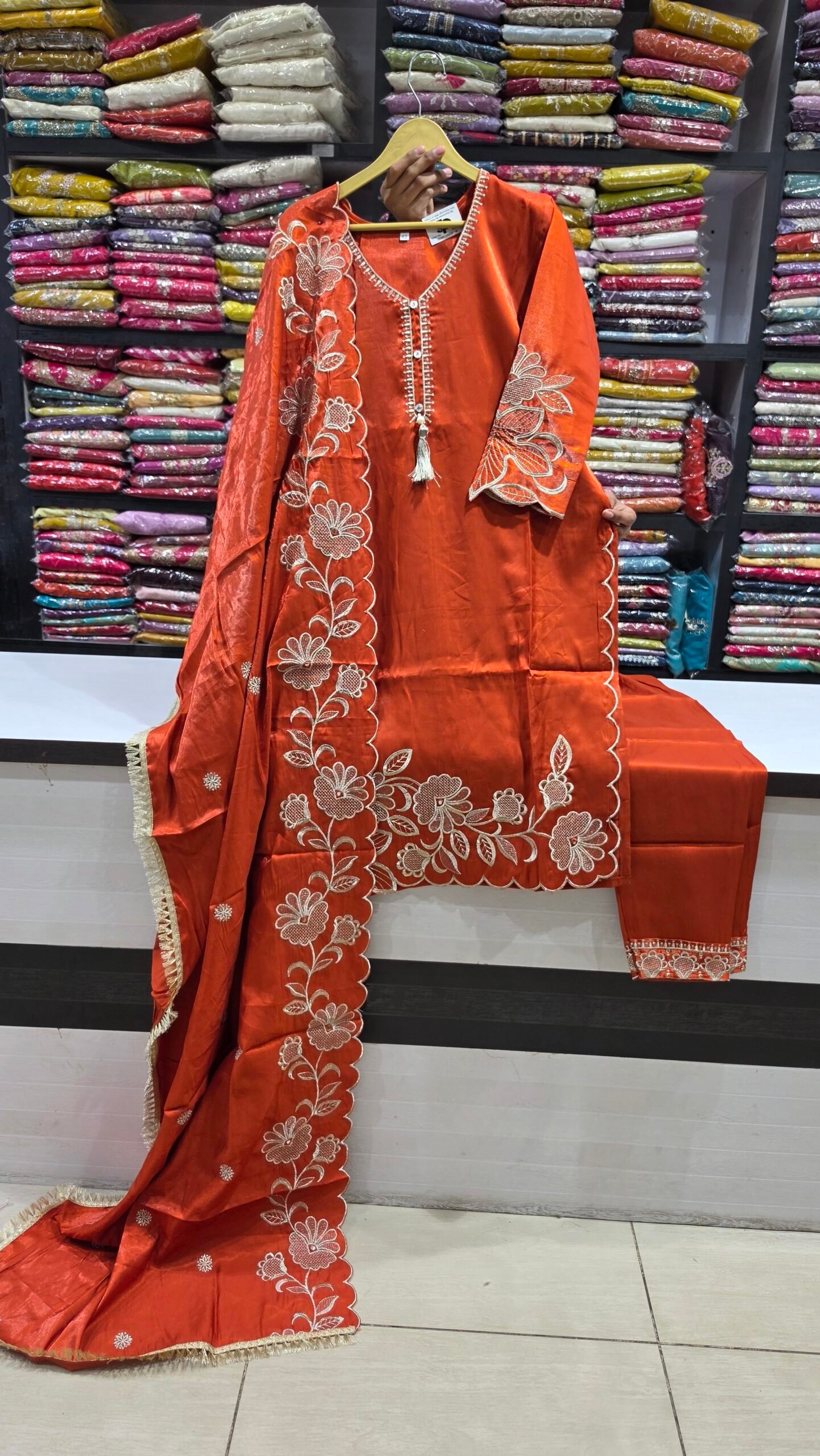 Rust Radiance Scalloped Suit Set