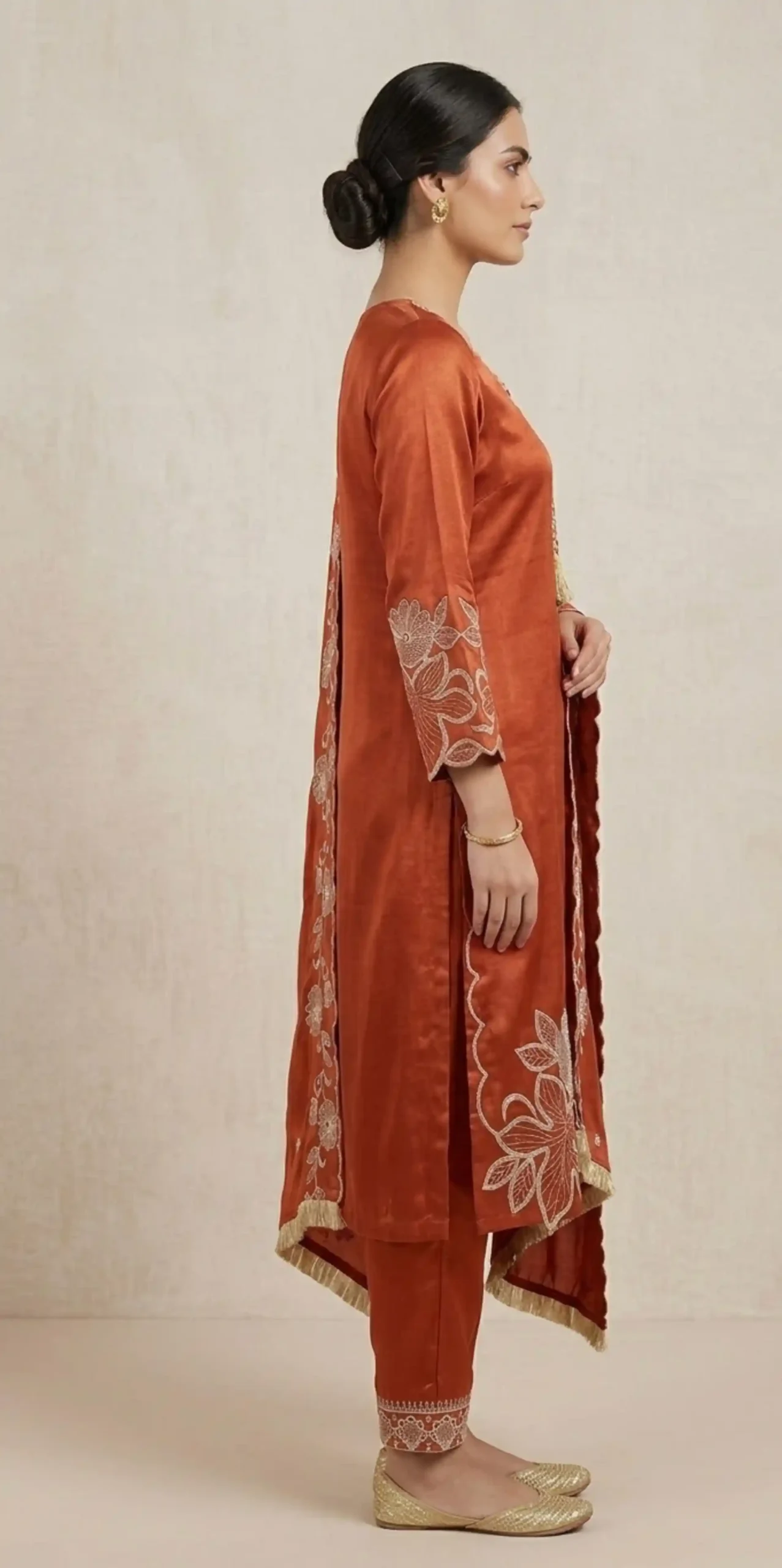 Rust Radiance Scalloped Suit Set