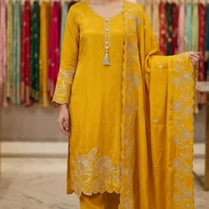Yellow Scalloped Kurta Set